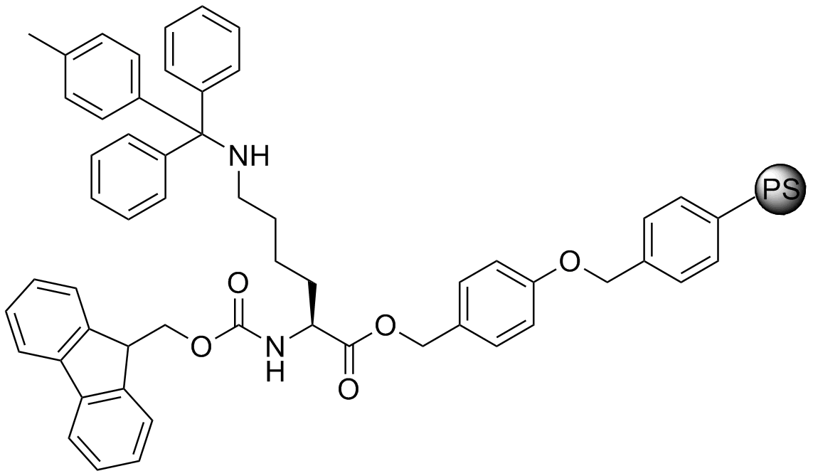 Fmoc-L-LysMtt-Wang-resin.png