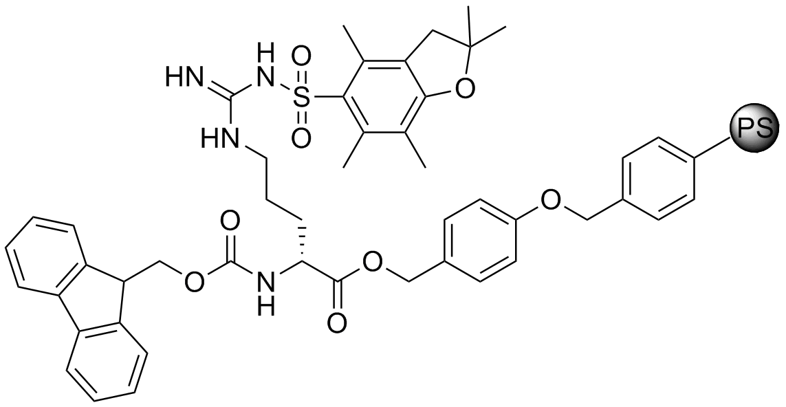 Fmoc-D-ArgPbf-Wang-resin.png